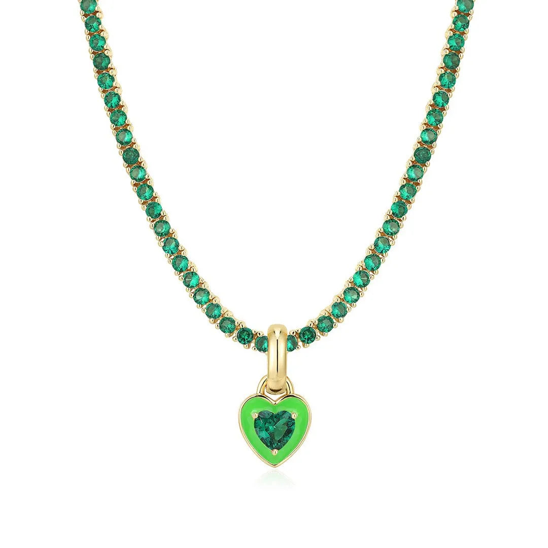 Titanium Steel Zircon Heart Tennis Chain Necklace