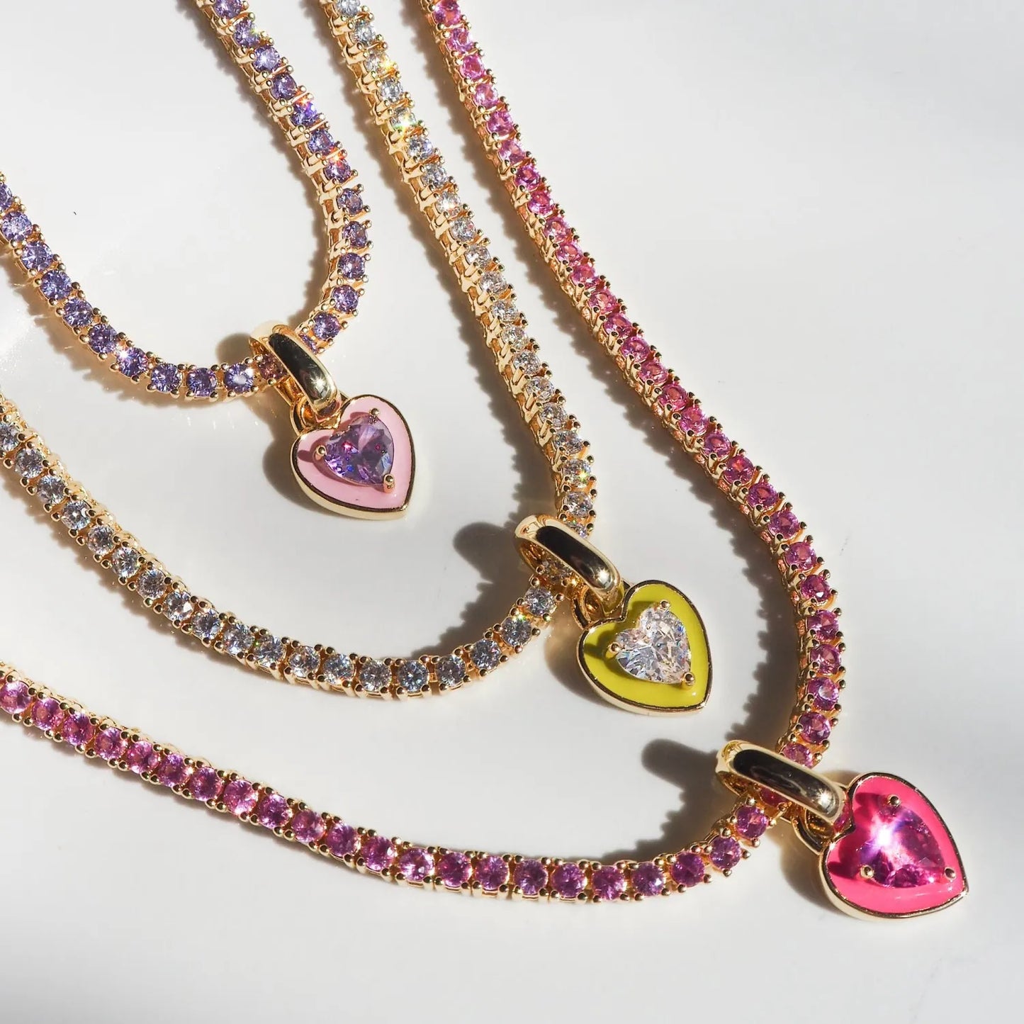 Titanium Steel Zircon Heart Tennis Chain Necklace