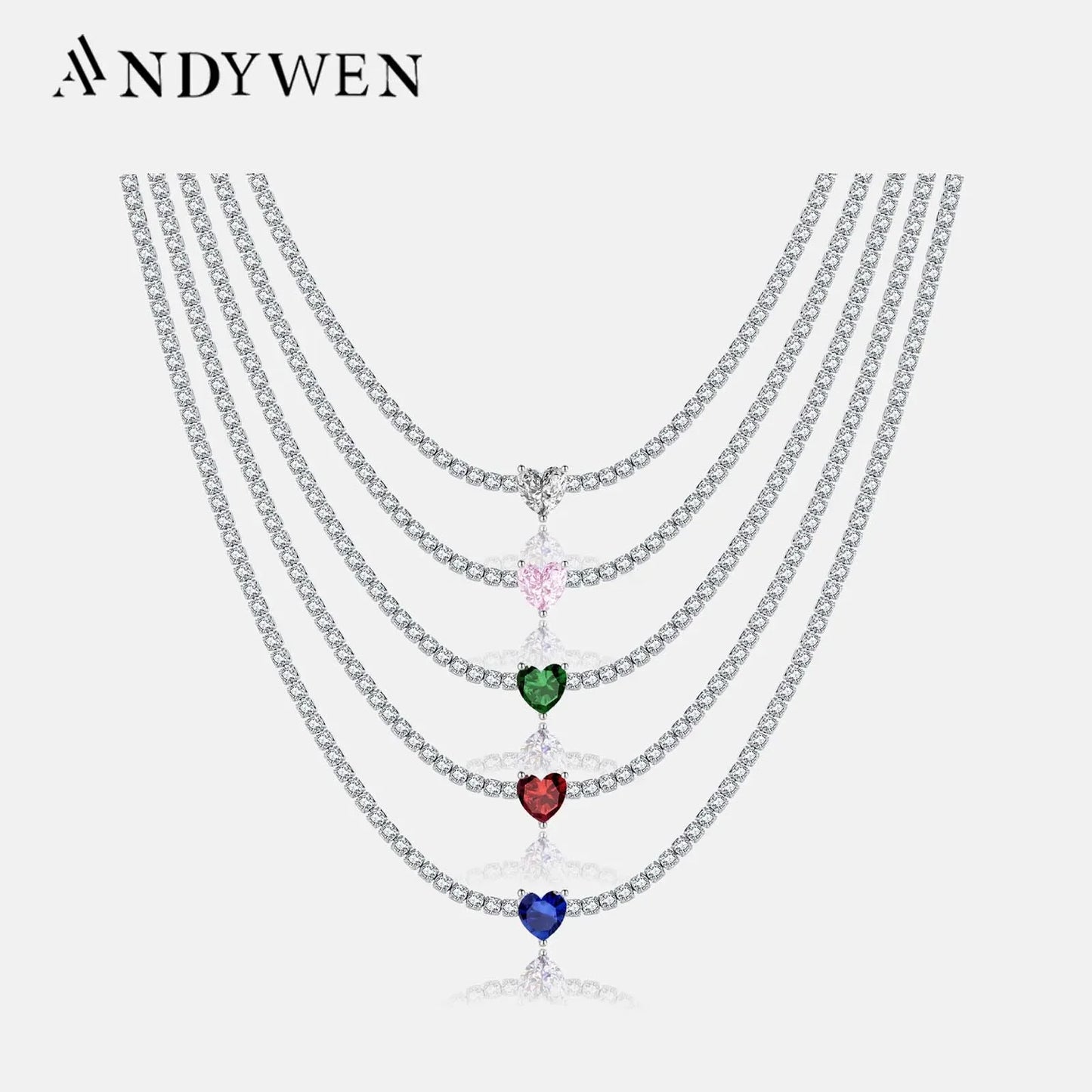 Silver heart shaped tennis neclace